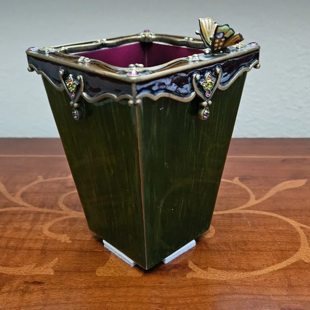 RARE JAY STRONGWATER DARJEELING BUTTERFLY PENCIL HOLDER DESK OFFICE CRYSTAL CUP